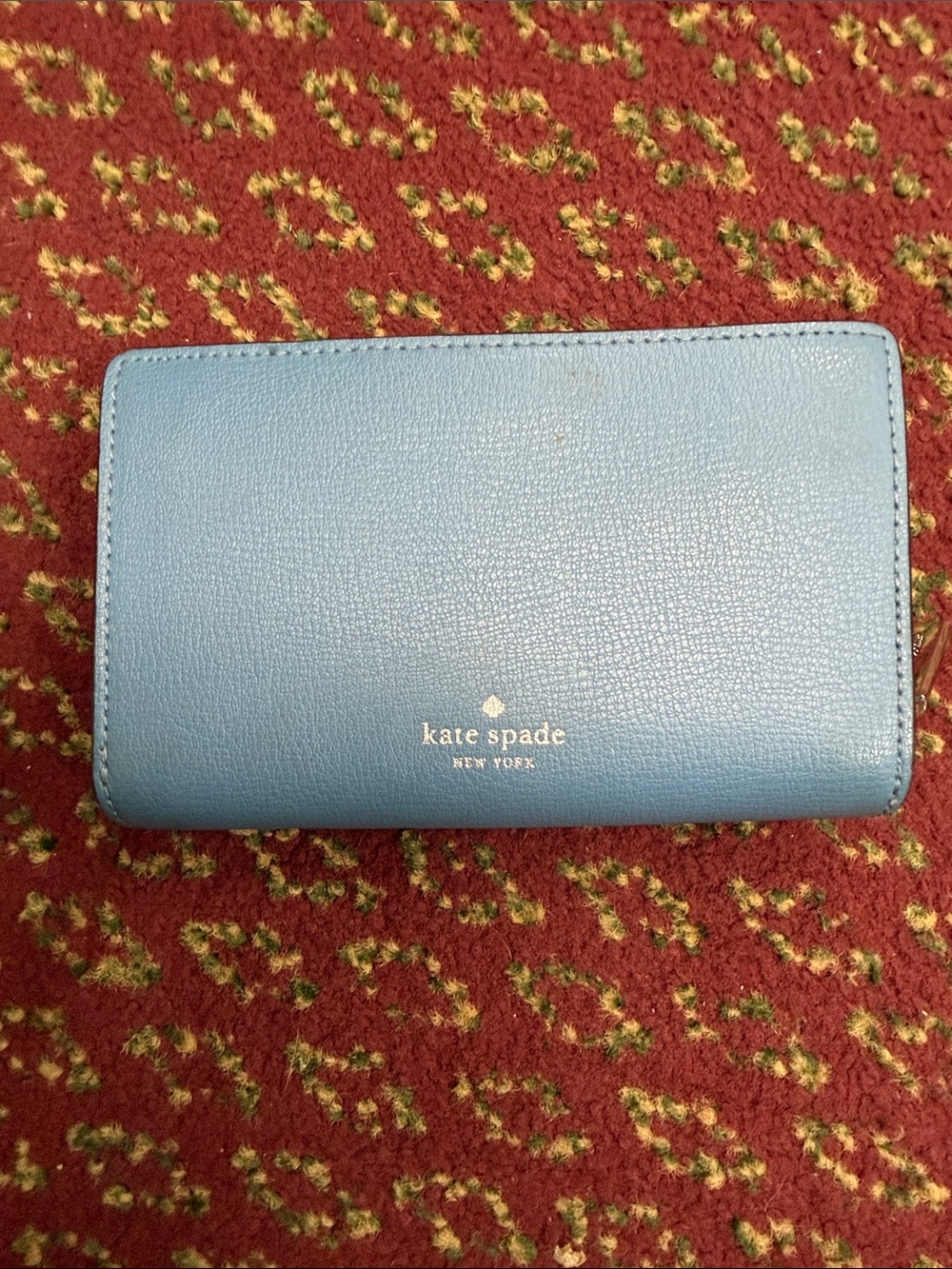 kate spade Blue Leather Zip Wallet with Gold Logo